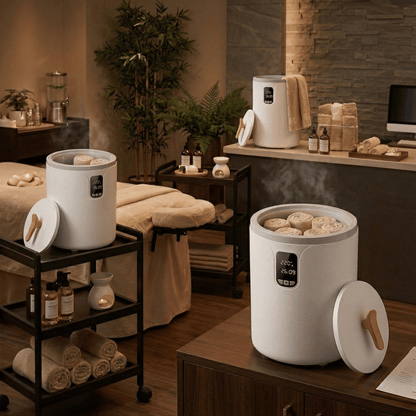 Chauffe-Serviettes Spa Pro 20L – Aromathérapie & Minuterie - Atelier Massage