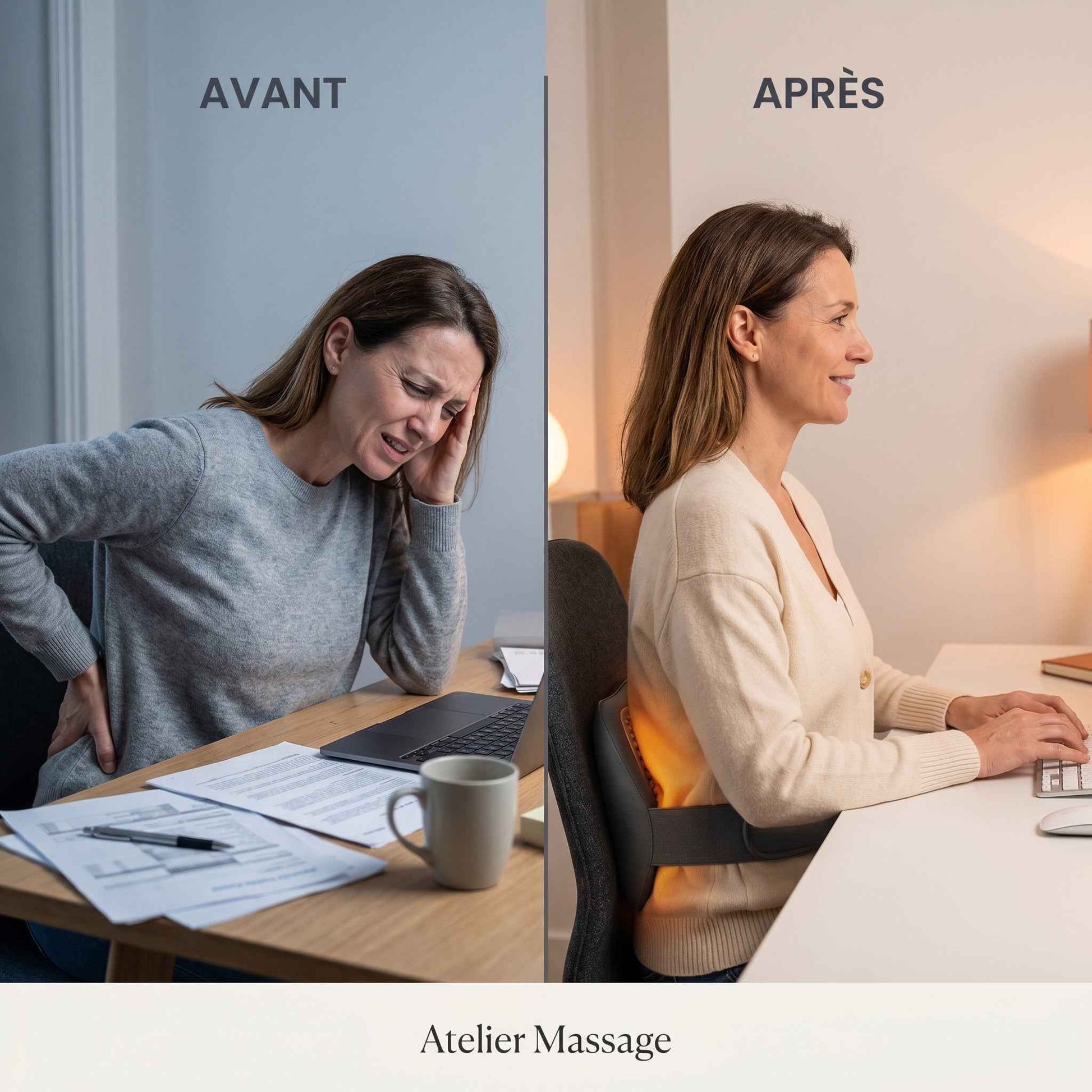 Coussin Lombaire Chauffant & Massant 3-en-1 — Atelier Massage