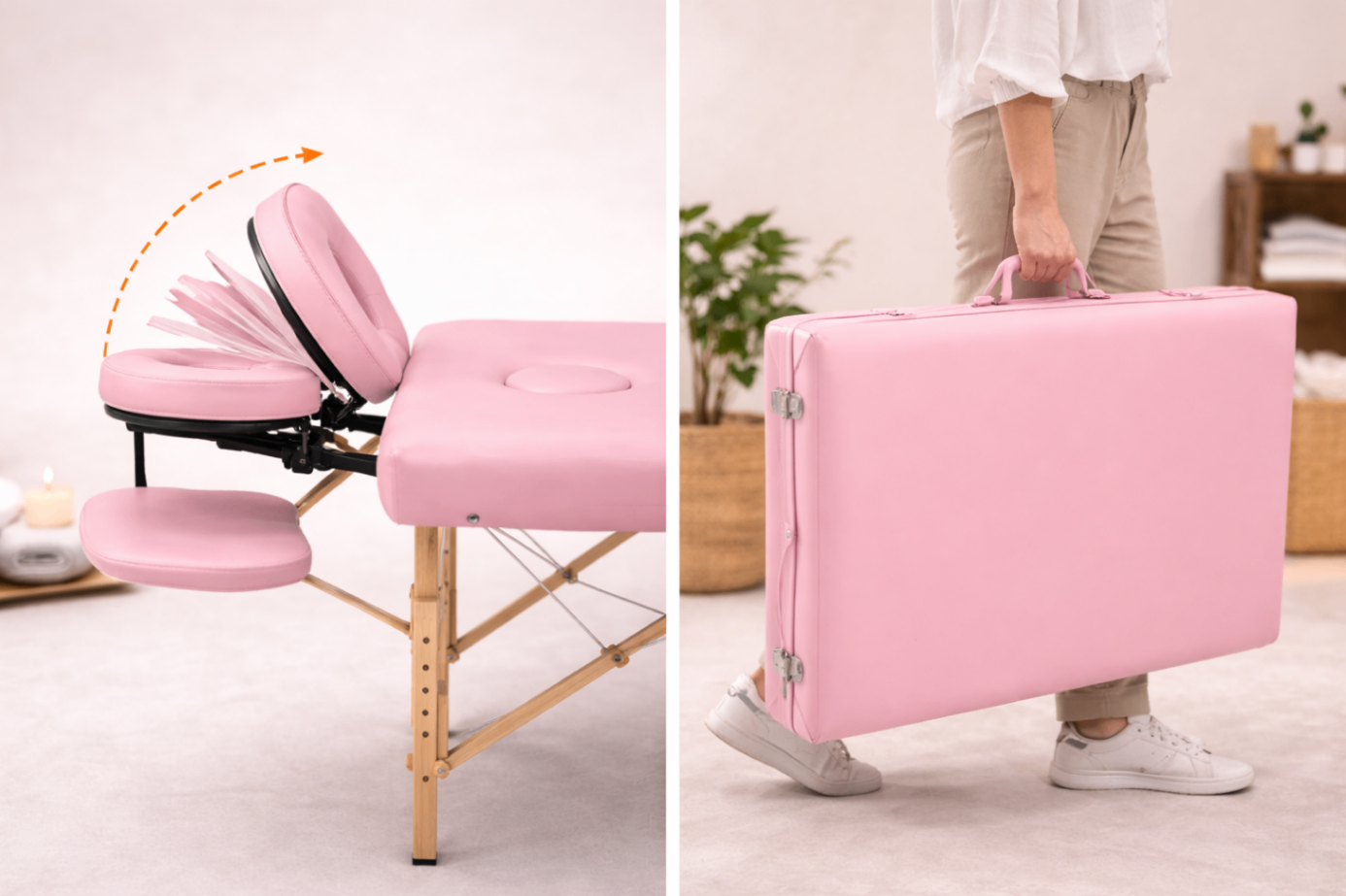 Table de Massage pliante Calma - 60 cm- Rose - Atelier Massage