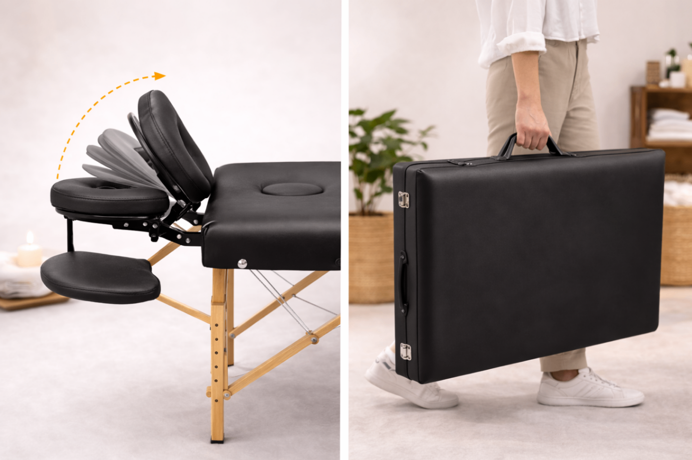 Table de Massage pliante Calma - 60cm - Noir - Atelier Massage